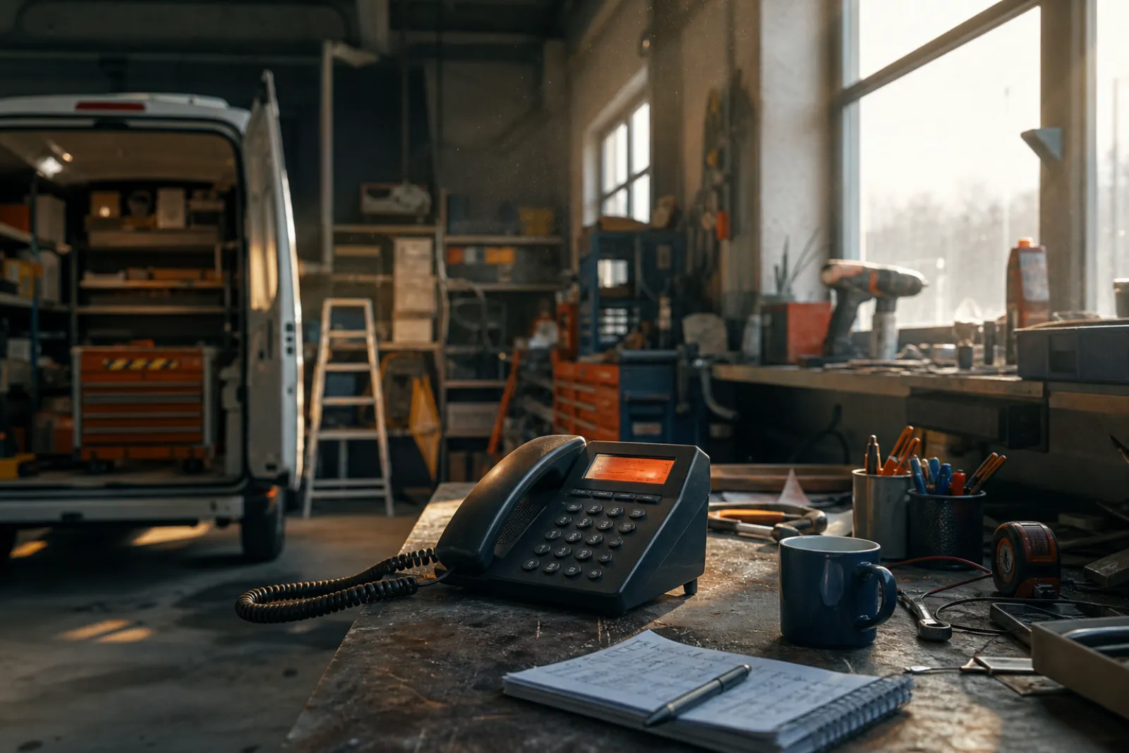Sydney service business owner on a job, phone showing a missed call notification